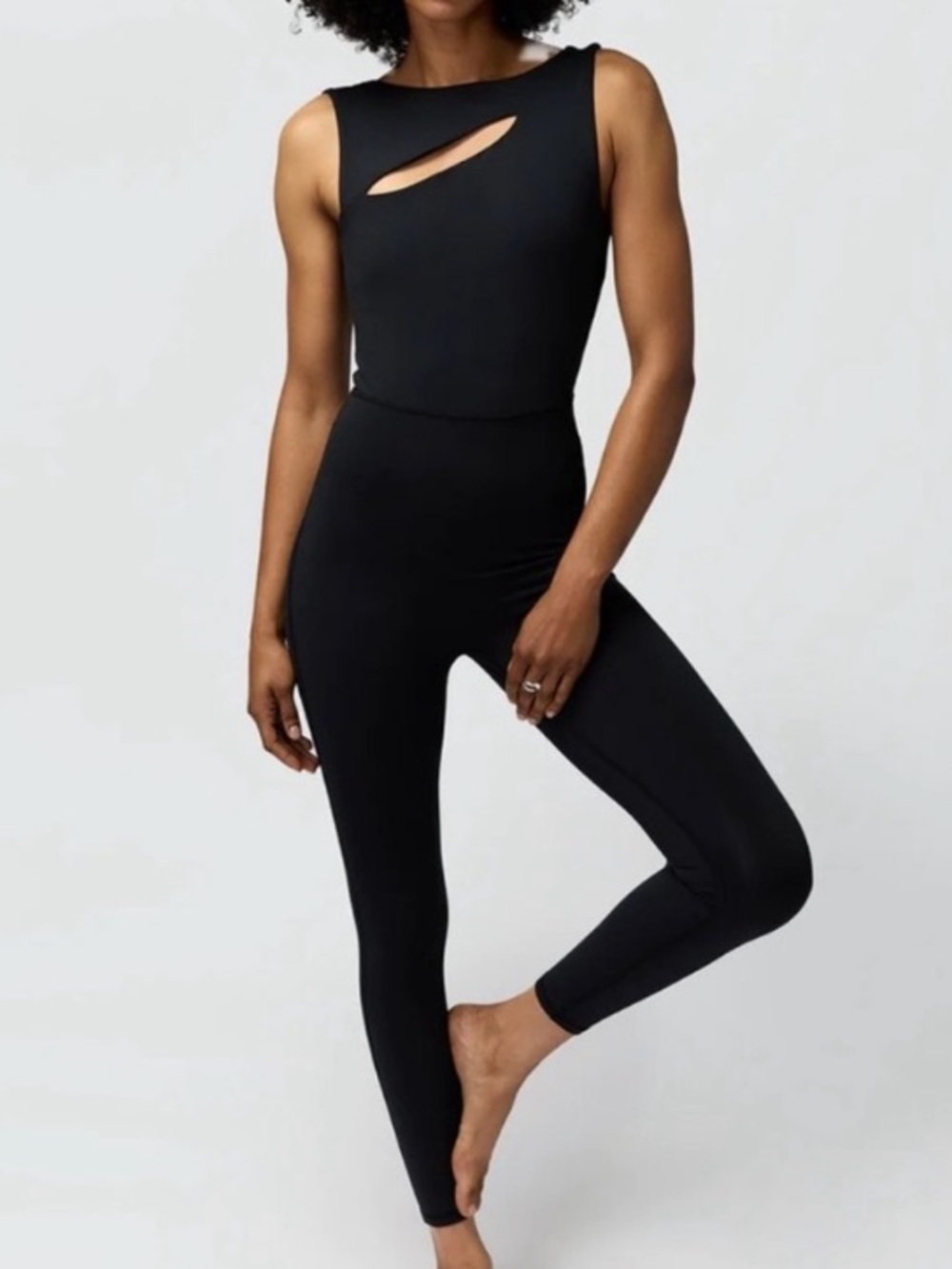 Spiritual Gangster Black Wave 7/8 Cutout Jumpsuit Bodysuit Playsuit XS